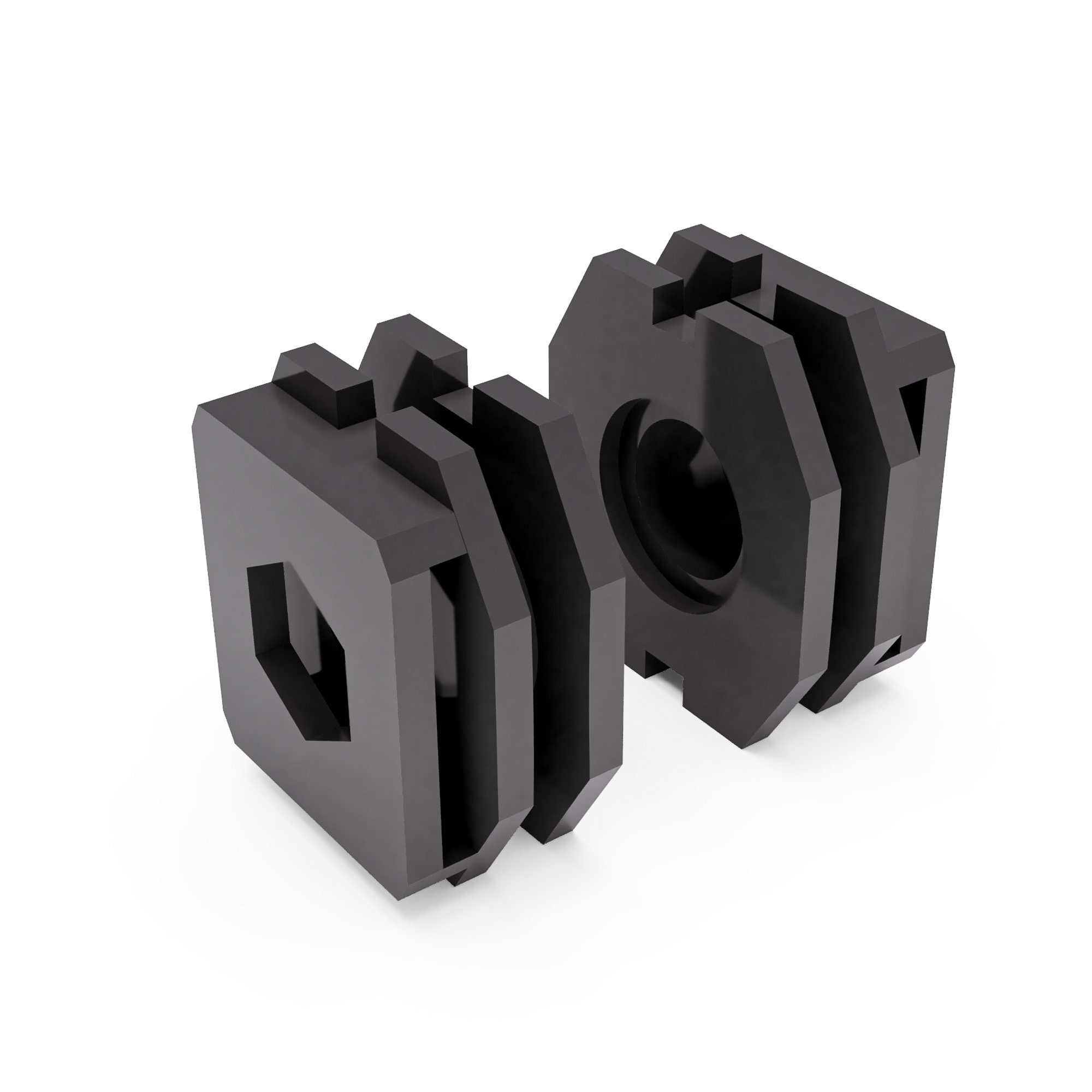 Federhalter Set 701 612 513 für VW T4 – Ersatzteil für den Bremsdruckregler - Nachbau 3 Rekonstruktion der VW T4 Federhalter für die Bremsdruckregler als gedruckte Ersatzteile schräg links dargestellt