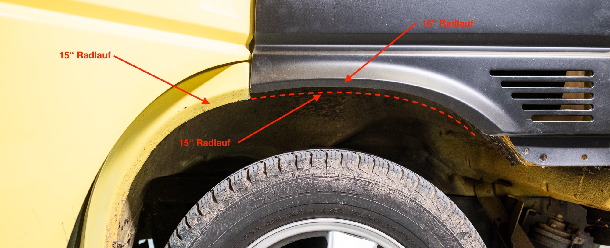 VW T4 Kotflügel: 15″ vs. 16″ Radlauf – Unterschiede einfach erklärt VW T4 Kotflügel: 15″ vs. 16″ Radlauf – Unterschiede einfach erklärt
